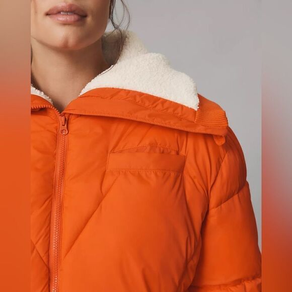 Anthropologie Maeve Sherpa Collared Cropped Puffer Jacket NWT - Picture 6 of 14